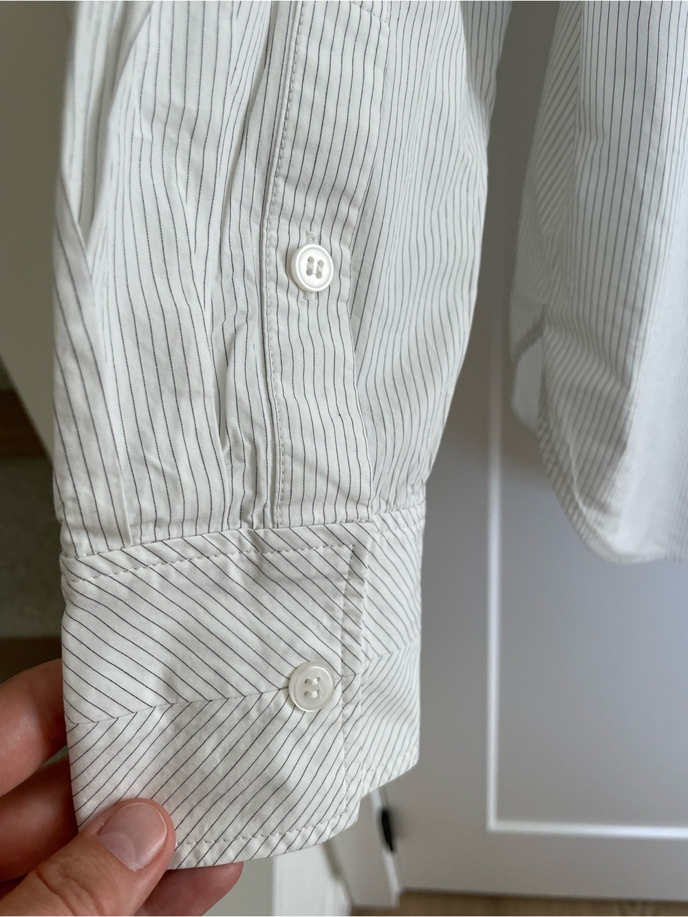COS Tailored Pinstripe Shirt in Pima Cotton in white - Picture 12 of 13